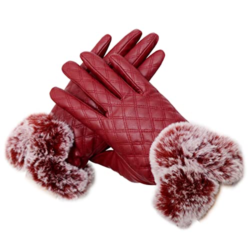 Weibliche Bequeme Handschuhe für Frauen Damen Winterhandschuhe gestapelte warme Handschuhe Reithandschuhe (Red, One Size) von Generic