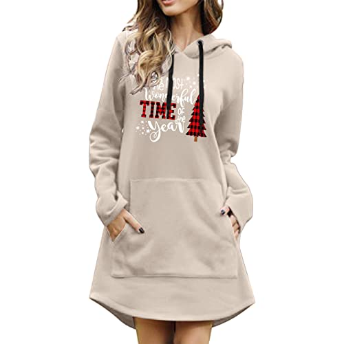 Weihnachtspullover Damen Große Größen Pullover, Rentier Hässlicher Kleid, Winter Weihnachten Kleider, Weinglas Sweatshirt, Ugly Weihnachtspulloverkleid, Langarm Longpullover Oversize Weihnachtsshirt von Generic