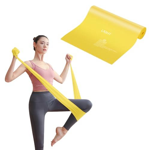 Widerstandsbänder 2m Lang Fitnessbänder Gymnastikband Ideal für Yoga, Pilates, Krafttraining, Fitnessband für Männer Frauen-mit Trainingsanleitung [Gelb] von Generic