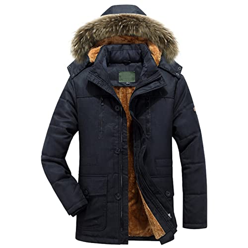 Winterjacke Herren Mit Kapuze, Steppjacke Herren Leicht,Outdoor Daunenjacke Herren Große Größen Zip Lässig Outdoorjacke Warme Einfarbig Pufferjacke Taschen Stylischer Mantel Cottonjacken Jacke von Generic