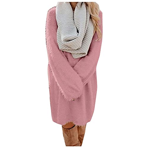 Winterkleider Damen Langarm Herbstkleid, Herbst Große Größen Strickkleid, Lang Elegant Winterkleid, Warm Tunika Pullikleid, Moderne Sweatkleid Freizeit Pulloverkleid Kleid Kuscheliger Longpullover von Generic