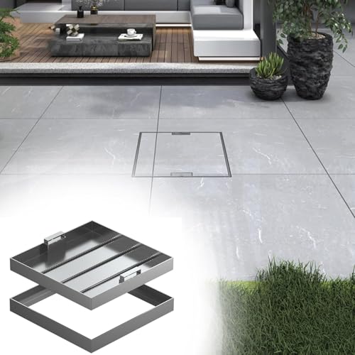 Wohngeschäftsschachtabdeckung mit Basis, unsichtbarer Klärgrubenabdeckungsabdeckung Abwasserbeckendeckel, einziehbare Griffe, 12 14 16 18 20 22 24 28 28 30 Zoll (84 x 84 cm) von Generic