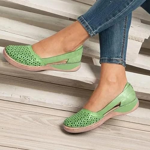 Womens Hollow Ballet Flats, 2025 Kleider Sommer geschlossener Zehen Sandalen lässige runde Zehen niedrige Absätze Bequeme leichte Wanderschuhe, Orthopädische Sandalen mit Bogenstütze Flats für Frauen von Generic