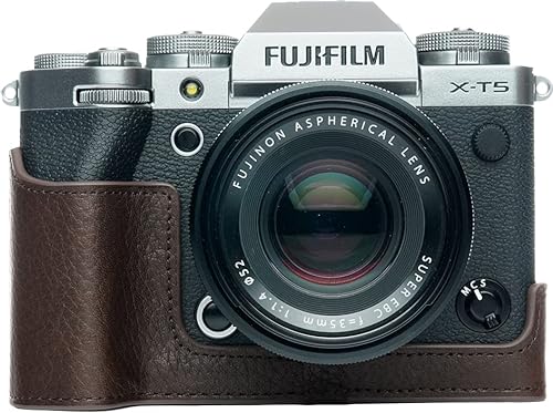 X-T5 Hülle, Zakao handgefertigte Echtleder-Halbkameratasche für Fuji Fujifilm X-T5 XT5 mit Öffnung unten mit Handschlaufe, coffee, Kosmetikkoffer von Generic
