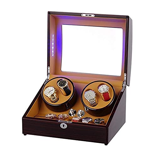 XJBTBA Wendler Automatic Watch Wicker Stille Motorbeleuchtung Modi Uhren 6 Speicherposition Rotatierschachtel Display Box von Generic