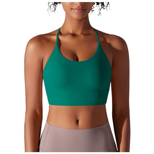 Yoga Bra Damen Rückenfrei Sport BH Damen Starker Halt Push up Bralette Ohne Bügel Spaghettiträger Rückenfrei BHS Crop Tanktop mit Kreuzträger Seamless Unterstützung Bustier Minimizer Unterwäsche von Generic