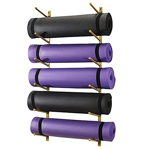 Yogamatten-Aufbewahrungsregal für Zuhause/Fitnessstudio, Wandmontage für Yogamatten, Metallschaumrolle und Handtuchhalter, Aufbewahrungsorganisator, hängendes Yogamatten-Halterregal von Generic