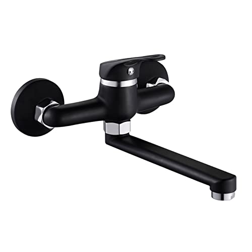 ZLLFHS Küchenmischer Wandmontierte Eingriff Waschbecken Rotation Heißer kaltes Wassermischer Mop Pool Tap Basin Wasserhahn (schwarz) von Generic
