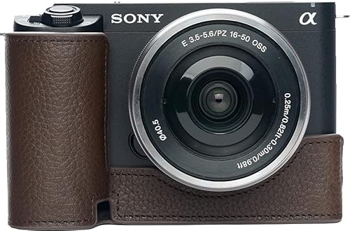 ZV-E1 Hülle, Zakao handgefertigte Echtleder-Halbkameratasche für Sony Alpha ZV-E1 Bodenöffnung Version mit Handschlaufe, coffee, Kosmetikkoffer von Generic