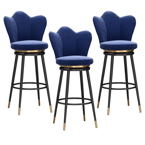 ZYFSHA Barhocker Set von Counter Height Bar Stools Schwenkrosenhocker mit Rücken Samt Barstools für Küchentheke, Sitzhöhe (Blauhöhe 65 cm) von Generic