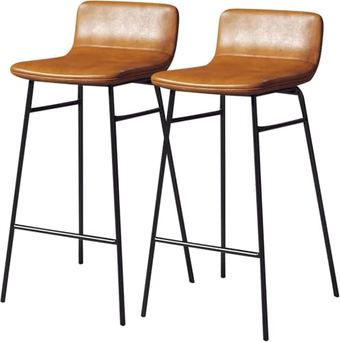 ZYFSHA Barhocker Set von Counter Height Barstools PU Leder Pub Küchenstuhl mit Metallbeinen (braun 75 cm) von Generic