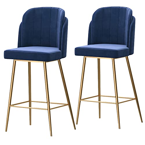 ZYFSHA Barhocker Set von Counter Stuhl Velvet Barstool Akzent gepolsterte Kneipe Home Bar ESS Küchenhocker Stühle (Blue Height 65 cm) von Generic