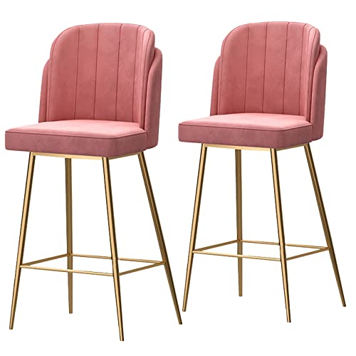 ZYFSHA Barhocker Set von Counter Stuhl Velvet Barstool Akzent gepolsterte Kneipe Home Bar ESS Küchenhocker Stühle (Pink Height 65 cm) von Generic