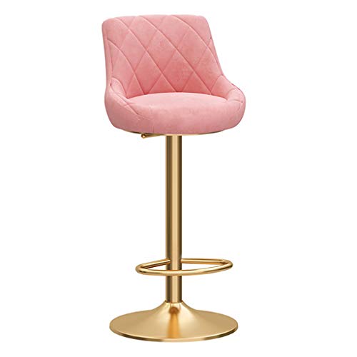 ZYFSHA Barstools Verstellbare Bar Stühle Theken Barstool mit Rückenlehne und Fußstütze, Frühstücksspeiselhocker für Kücheninsel, Schalter Barhocker, Samtsitz+ Gold (rosa) von Generic