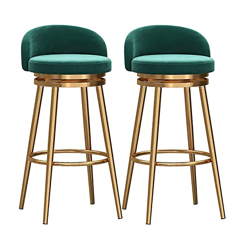ZYFSHA Gold Base Swivel Counter Stools with Footrest for Home & Kitchen (Gray Seat Height 65cm) von Generic