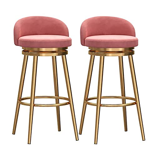 ZYFSHA Gold Base Swivel Counter Stools with Footrest for Home & Kitchen (Gray Seat Height 65cm) von Generic