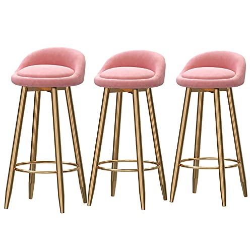 ZYFSHA Küchenbarhocker Set von samtdicke gepolsterte Frühstücksstühle mit Fußstütze, loderner Frühstücksbarhocker für Home Kitchen Island Cote (Größe: Farbe: Blu (rosa Sitzhöhe 65 cm) von Generic
