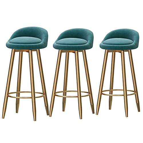 ZYFSHA Küchenbarhocker Set von samtdicke gepolsterte Frühstückstühle mit Fußstütze, loderner Frühstücksbarhocker für die Heimküche Islandschalter (Größe: Farbe: Blu (grüne Sitzhöhe 75 cm) von Generic