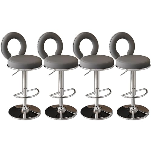 ZYFSHA PU Leder Set aus 4 Schwenkkolbenhöhe Barhocker mit Rückenverstellbaren Stühle Kücheninselhocker für Home Bar Esszimmer-Gold-Basis Blau interessant (dunkelgraue Silberne Basis) von Generic