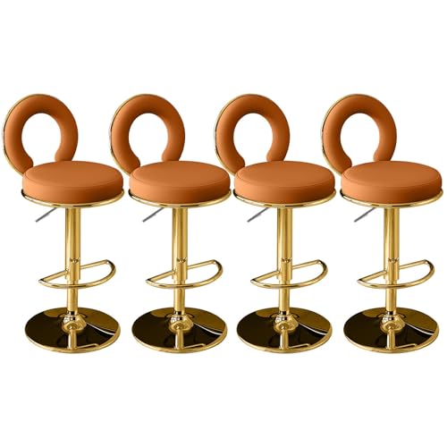 ZYFSHA PU Leder Set von 4 Schwenkkolbenhöhe Barhocker mit hinteren Stühlen Kücheninselhocker für Home Bar Esszimmer-Gold-Basis Blau interessant (Orange Gold Basis) von Generic