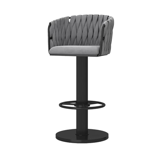 ZYFSHA SWIVE Bar Stools Set von samtpolsterte Esstühle gewebten Rücken, Kücheninsel-Barhocker mit Fußstütze, einstellbare Höhe cm, weiß (grau 1 Stcs) von Generic