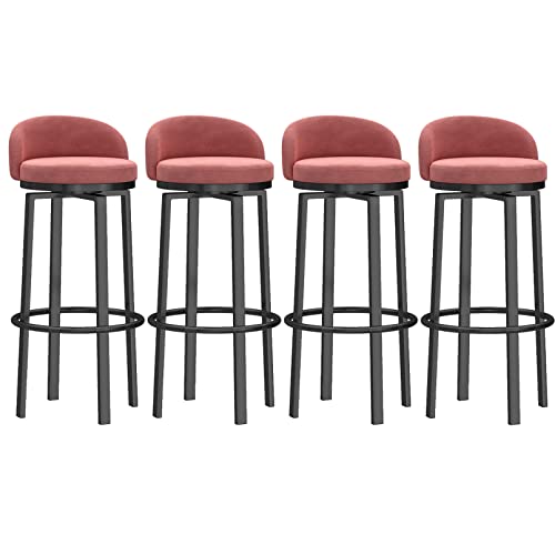 ZYFSHA SWIVE COCKEL HEIGHEIT BAR HOUSCH Set VON Samtküchentheke Barhocker mit niedrigem Rücken und Fußstütze, Thekenhöhe Schwenkhocker, Armless Barstühle, Insel STO (Pink 75 cm) von Generic