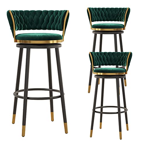 ZYFSHA Set Schwenkbar Stuhl Velvet Küchen Frühstück Hochhocker mit Metall Basis Fußstützen Dining Island Pub Party Barhocker (grün 65 cm) von Generic