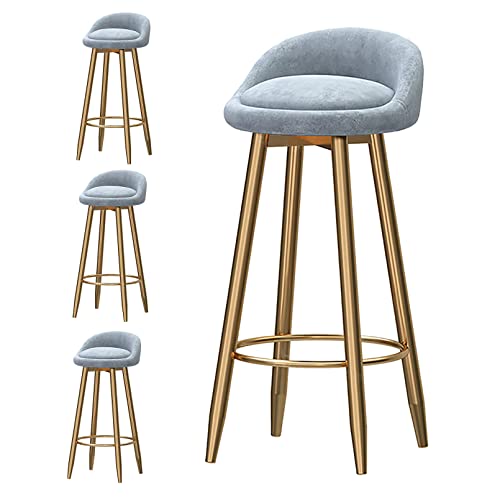 ZYFSHA Set aus samtrisch gepolsterten Küchen Barhocker Counterhocker Low -Rücken -Frühstückshöhe Hocker mit Fußstützen Sitzhöhe (grau 75 cm) von Generic