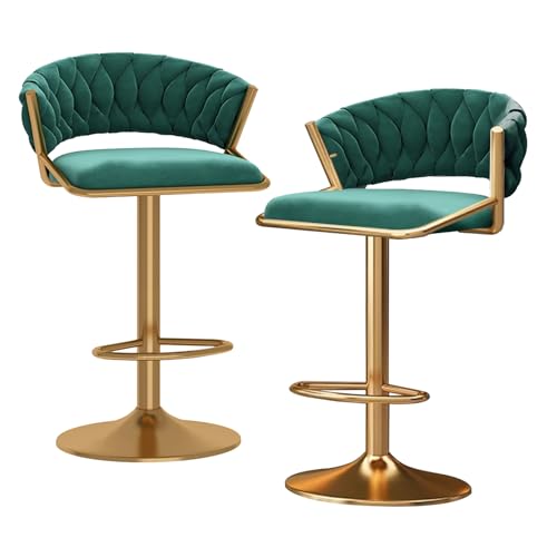 ZYFSHA Set of Velvet Swivel Bar Stools with Backrest for Kitchen, Adjustable Height 65-80cm, Black (Grey 3 PCS) von Generic