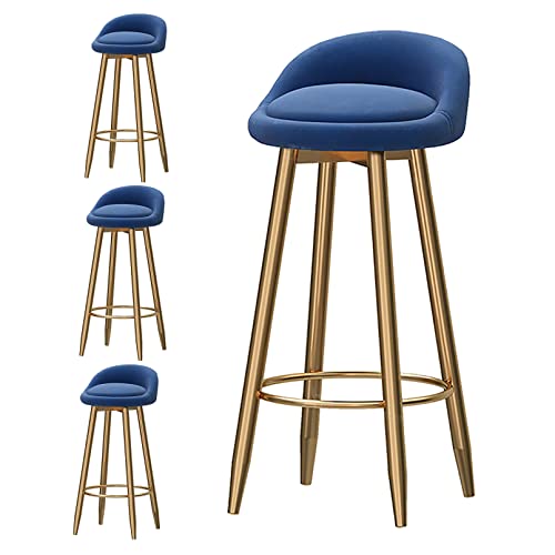 ZYFSHA Set von samtrisch gepolsterten Küchen Barhocker Counterhocker Low Rücken Breakfast Heighthocker mit Fußstützensitzhöhe (Blue 65 cm) von Generic
