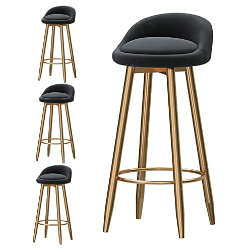 ZYFSHA Set von samtrisch gepolsterten Küchen Barhocker Counterhocker Low Rücken Breakfast Heighthocker mit Fußstützensitzhöhe (schwarz 65 cm) von Generic