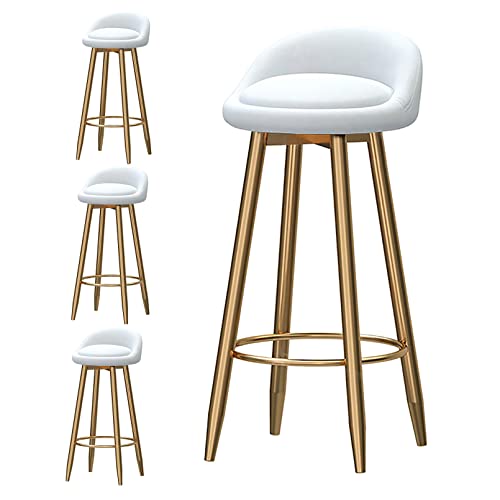 ZYFSHA Set von samtrisch gepolsterten Küchen Barhocker Counterhocker Low Rücken Breakfast Heighthocker mit Fußstützensitzhöhe (weiß 75 cm) von Generic