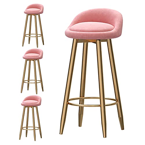 ZYFSHA Set von samtrisch gepolsterten Küchen Barhocker Counterhocker Low Rücken Frühstückshöhe Hocker mit Fußstützensitzhöhe (Pink 75 cm) von Generic