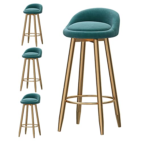 ZYFSHA Set von samtrisch gepolsterten Küchen Barhocker Counterhocker Low Rücken Frühstückshöhe Hocker mit Fußstützensitzhöhe (grün 75 cm) von Generic