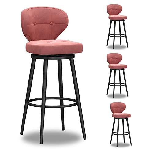 ZYFSHA Swivel Bar Stools Set aus 4 Velvet Counter Height Barstools Rücken Kücheninsel Polster Pubhocker mit Metallbeinstühlen hoher Stuhl für Home Bar/D (Pink 4pcs) von Generic