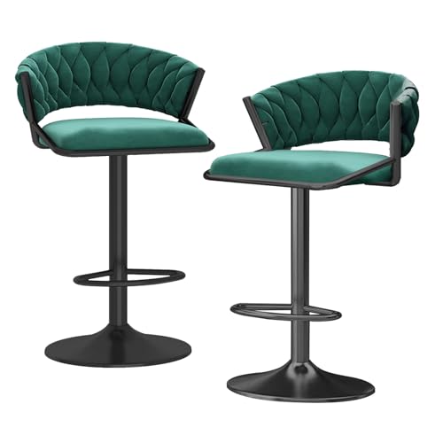ZYFSHA Swivel Bar Stools Set aus Samt, Counterhoch-Barstuhl mit schwarzer Basis-Basis-Rückenlehne Barhocker für die Küche, einstellbare Höhe cm, Pink (grüne 2 Stcs) von Generic