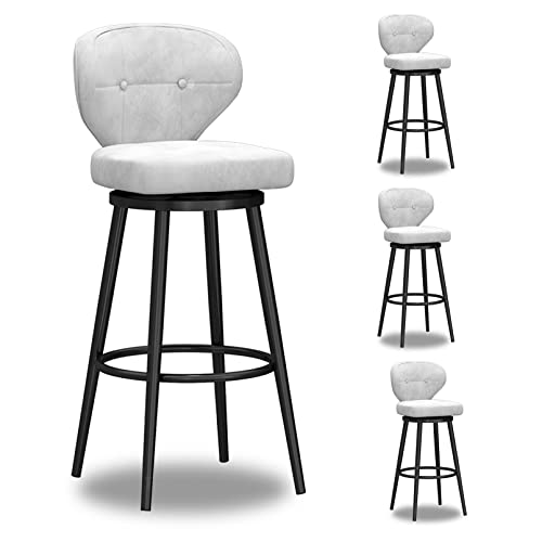 ZYFSHA Swivel Bar Stools Set von 4 Velvet Counter Height Barstools Rücken Kücheninselpolsterpubhocker mit Metallbeinstühlen hoher Stuhl für Home Bar/D (weiße 4pcs) von Generic
