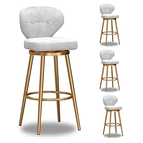 ZYFSHA Velvet Counter Stools Set von Drehscheibehocker Stuhl Barhocker mit Rückenlehnte für Kücheninsel Esstühle Sitzhöhe blau (weiß 75 cm) von Generic