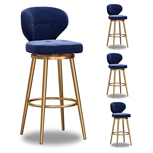 ZYFSHA Velvet Counter Stools Set von Schwenkschoßhocker Stuhl Barhocker mit Rückenlehnte für Kücheninsel Essstühle Sitzhöhe (blau 65 cm) von Generic
