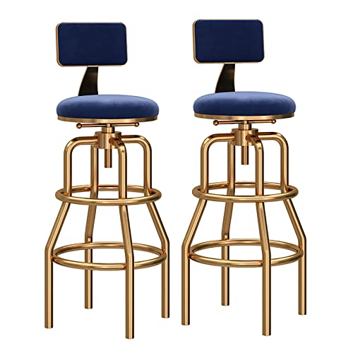 ZYFSHA Zählerhöhe Schwenkstangenhocker Set von Velvet Island Counter Stools, Küchenstühle mit selbstloser Hingabe (Blaue Höhe 65 cm) von Generic