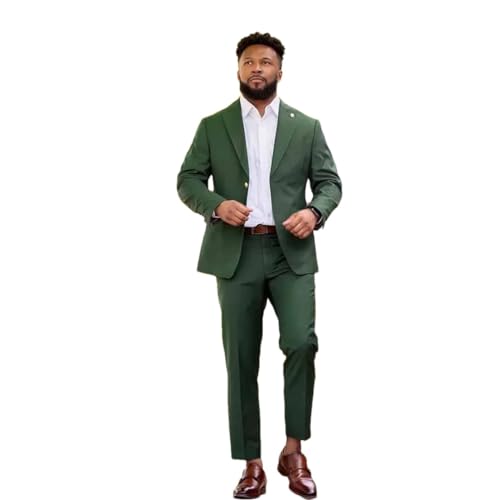 ZYYZDM EN8 Men passt Chic Blazer Single Breasted Peaked Revers Slim Fit Full Set Formal 2 Stück Jacke Hosen von Generic