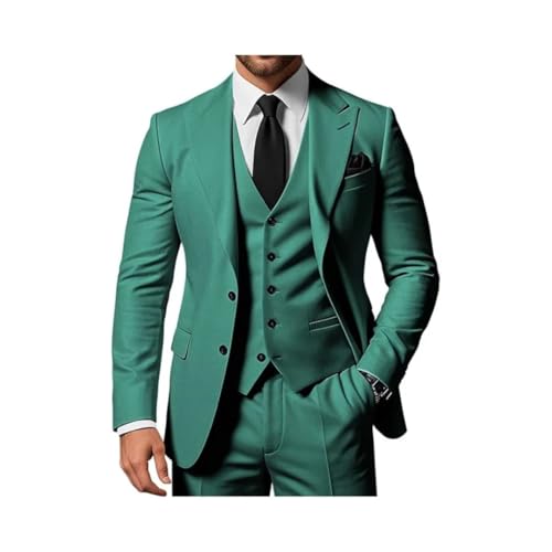 ZYYZDM Herren 3 -teilige Anzug Set Slim Fit Peak Revers 2 Knopf Blazer Jacke Weste Hose Set Set von Generic