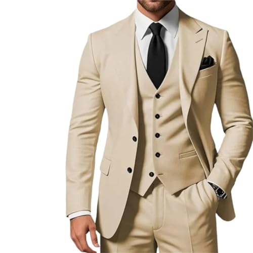 ZYYZDM Herren 3 -teilige Anzugset Slim Fit Peak Revers 2 Knopf Blazer Jacke Weste Hose Set Set ZYYZDM Herren 3 -teilige Anzugset Slim Fit Peak Revers 2 Knopf Blazer Jacke Weste Hose Set Set von Generic