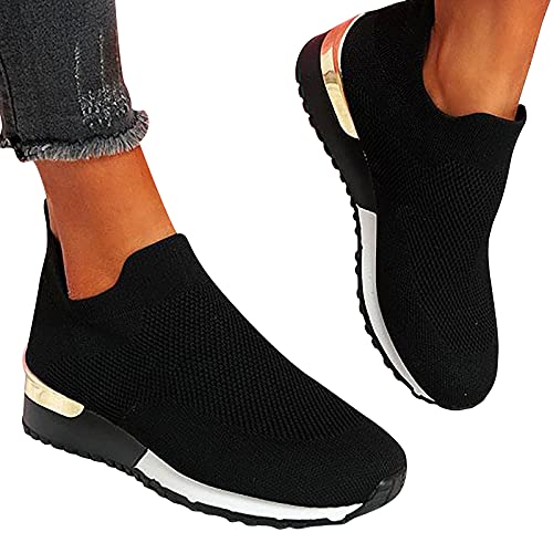 thermohandschuhe 2024 Sommer Damen-Walking-Sockenschuhe elastisch leicht zum Hineinschlüpfen atmungsaktiv Yoga-Sneaker für Damen Stretch-Slip-on-Sportschuhe Black 40 von Generic