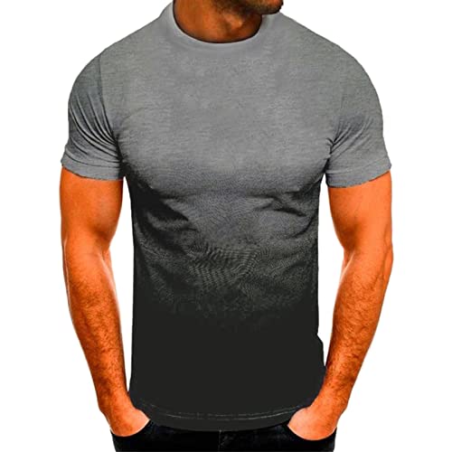 wojonifuiliy01 Männer T-Shirt Rundhals Sommer Pattern Lässige Cooler Laufshirt, Casual Kurzarmshirt Tops Streetwear, Tshirt Herren Kurzarm (Dark Gray, L) von Generic