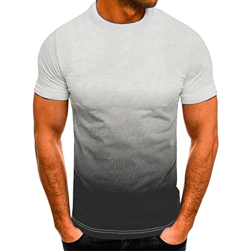 wojonifuiliy01 Männer T-Shirt Rundhals Sommer Pattern Lässige Cooler Laufshirt, Casual Kurzarmshirt Tops Streetwear, Tshirt Herren Kurzarm (Grey, XXL) von Generic