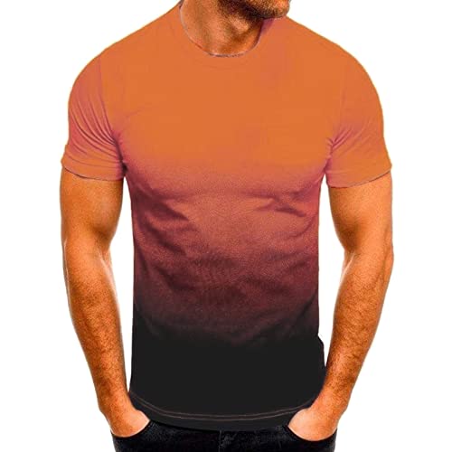 wojonifuiliy01 Männer T-Shirt Rundhals Sommer Pattern Lässige Cooler Laufshirt, Casual Kurzarmshirt Tops Streetwear, Tshirt Herren Kurzarm (Orange, XXL) von Generic