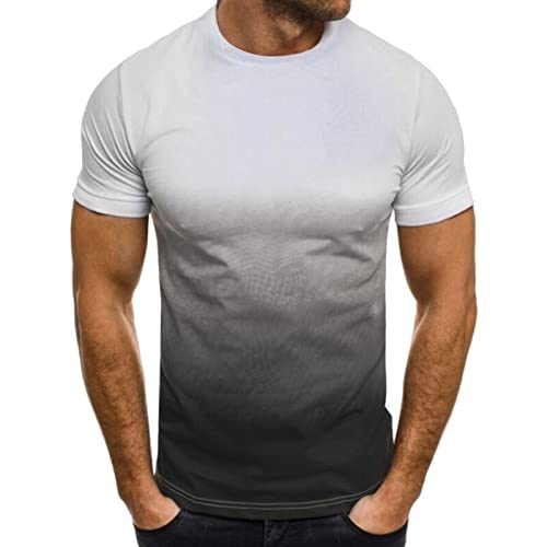 wojonifuiliy01 Männer T-Shirt Rundhals Sommer Pattern Lässige Cooler Laufshirt, Casual Kurzarmshirt Tops Streetwear, Tshirt Herren Kurzarm (White, XL) von Generic