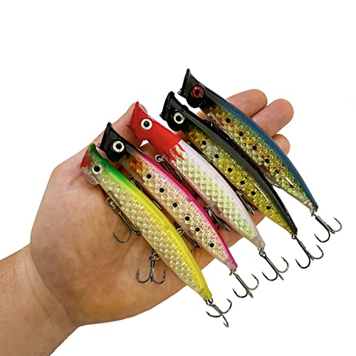 Angelköder für Oberflächen – Popper – Catching / Spinning – Künstliche schwimmende Köder – Lucky / Black Bass / Wolf – Meeresangeln – 11 cm und 14 Gramm von Genérico