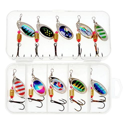Angelköder mit rotierendem Köder, Barschköder – Barsch-Angel-Set in Löffelform, 11 Stück, Spinnköder, Angelköder aus Metall, Spinnerbait Jig Spinner von Genérico